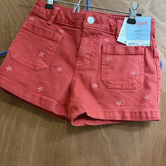 NWT by Cat & Jack Red Denim Shorts with stars size 8 - Picture 1 of 2